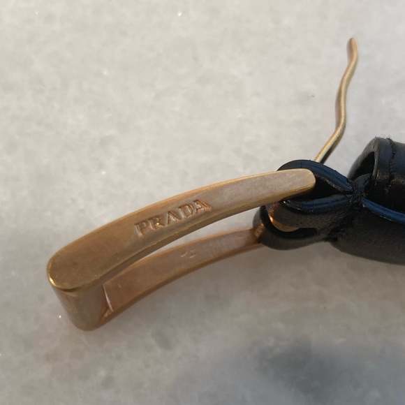 Prada Black Leather Belt with Gold Eyelets main image 3
